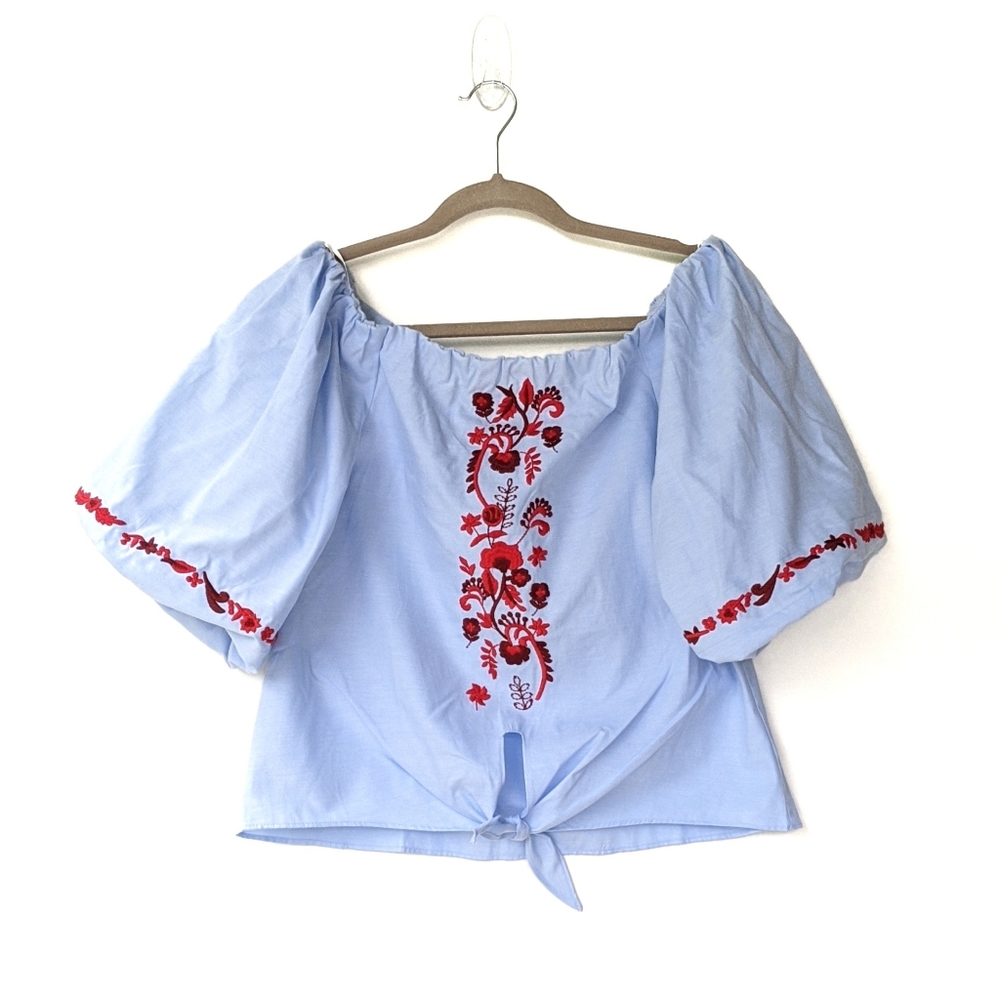 K.Jordan 🌿 Embroidered Off The Shoulder Puff